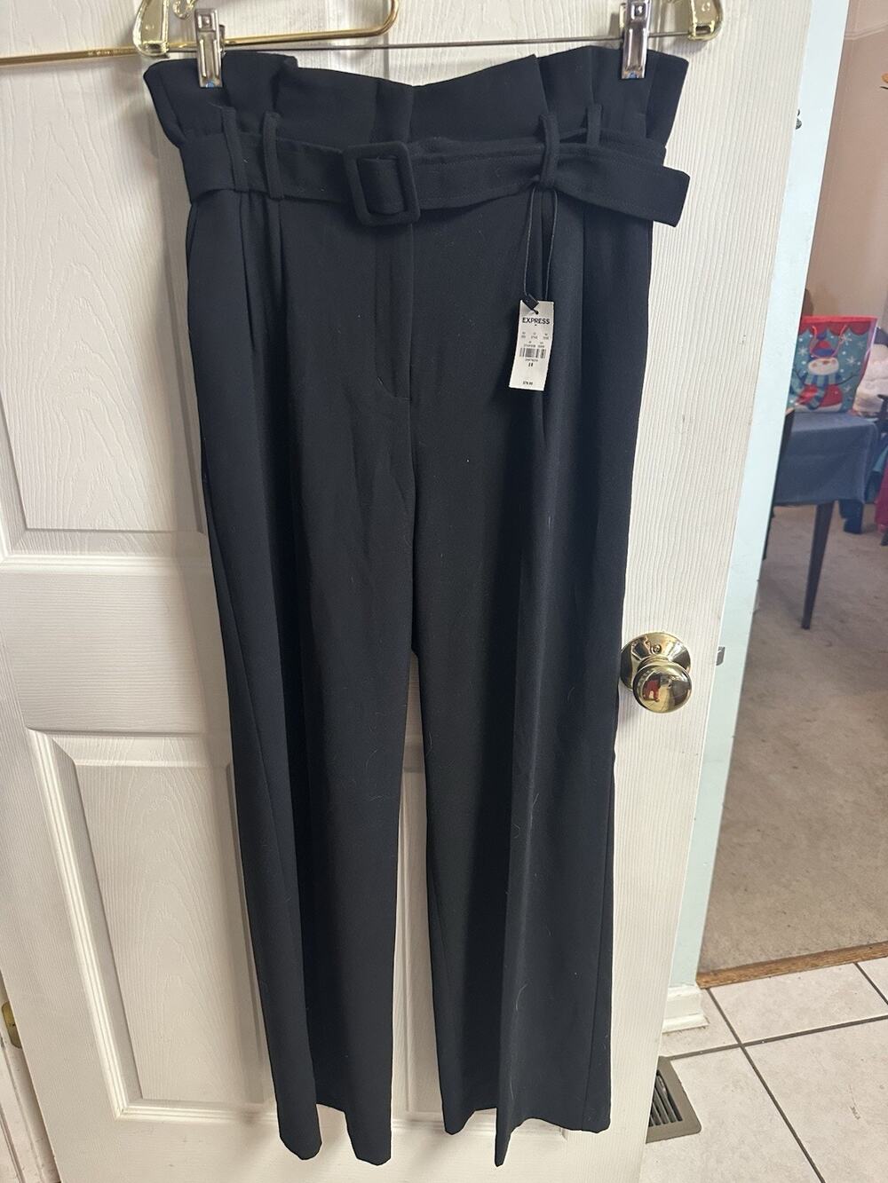 NWT Express High Rise Wide Leg Trouser Dress Pants Black Women’s Sz 8 Reg 32x31